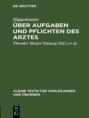 cover image of Über Aufgaben und Pflichten des Arztes